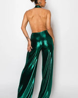 Stellar Glam Jumpsuit (Hunter Green) - women's one-piece outfit for going out