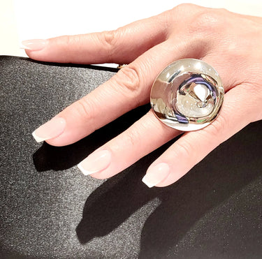 Sterling Silver Ring – Elle Mirage Collection Precious Bezel Design - women's statement jewelry