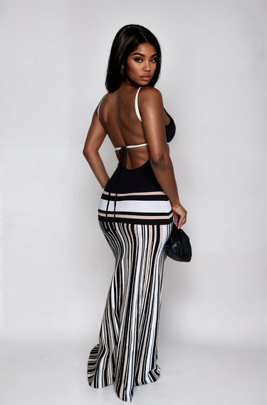 Striking Stripes Maxi Dress - Palazzo Couture Online