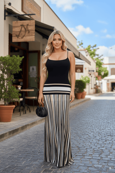 Striking Stripes Maxi Dress - Palazzo Couture Online