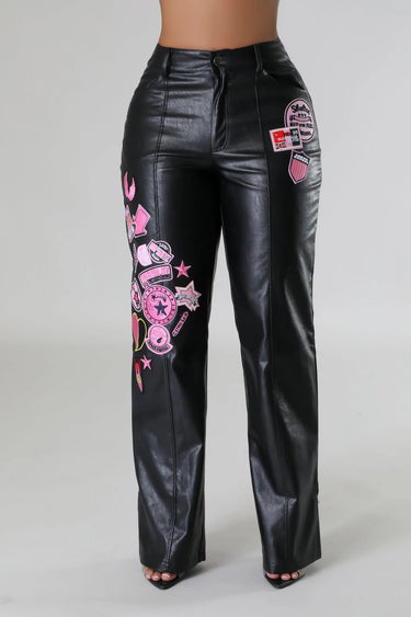 Strut and Slay Leather Wide‑Leg Pants – High Waist - view 3