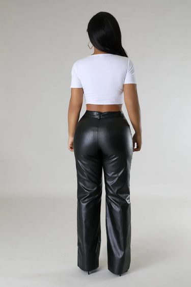 Strut and Slay Leather Wide‑Leg Pants – High Waist - view 7