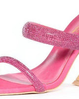 Studded Platform Open toe  High Heels (Pink) - elegant heels for going out and events