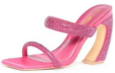 Studded Platform Open toe  High Heels (Pink) - elegant heels for going out and events