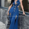 Stylish Glamour Denim Maxi Dress - Palazzo Couture Online