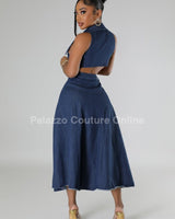 Stylish Glamour Denim Maxi Dress - Palazzo Couture Online