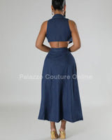 Stylish Glamour Denim Maxi Dress - Palazzo Couture Online