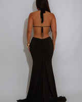Sultry Cut - Out Ring Maxi Dress - Black - Palazzo Couture Online