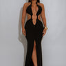 Women's Black maxi dress cut-out style back view