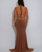 Sultry Cut - Out Ring Maxi Dress - Brown - Palazzo Couture Online