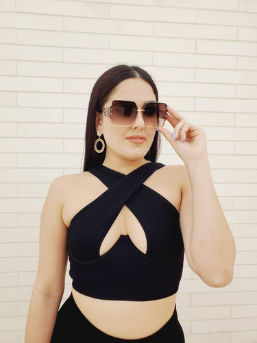 Summer Breeze Top & Leggings Sculpting Set (Black) - Palazzo Couture Online