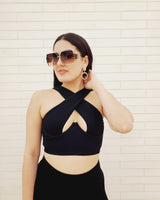 Summer Breeze Top & Leggings Sculpting Set (Black) - Palazzo Couture Online