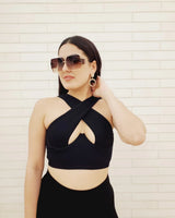 Women's Black pant set matching style back view