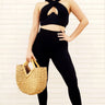 Summer Breeze Top & Leggings  Sculpting Set  (Black) front view showing complete two piece pant set