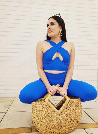 Elegant Blue matching two piece pant set styled for going out