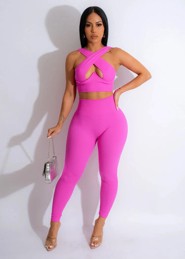 Women's Fuchsia matching pant set from Palazzo Couture collection