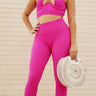Summer Breeze Top & Leggings  Sculpting Set  (Fuchsia) close up of matching top design and fabric detail
