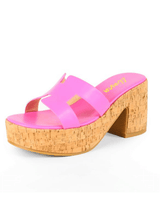 Summer Platform Heels Slide Sandals (Pink) - Palazzo Couture Online