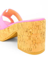 Summer Platform Heels Slide Sandals (Pink) - women's statement party shoes