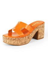 Summer Platform Heels Slide Sandals (Orange) for women - stylish heels by Palazzo Couture