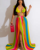 Summer Skirt Set - Rainbow Multi front view showing complete two piece skirt set