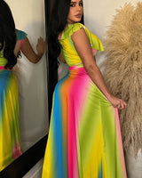 Summer Skirt Set - Rainbow Multi side view showing skirt silhouette and fit