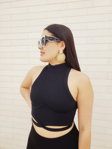 Summer Vacay Top & Leggings Sculpting Set (Black) - Palazzo Couture Online