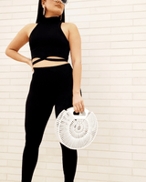 Summer Vacay Top & Leggings Sculpting Set (Black) - Palazzo Couture Online
