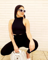 Summer Vacay Top & Leggings Sculpting Set (Black) - Palazzo Couture Online