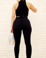 Summer Vacay Top & Leggings Sculpting Set (Black) - Palazzo Couture Online