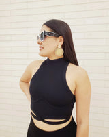 Summer Vacay Top & Leggings  Sculpting Set (Black) side view showing pants silhouette and fit