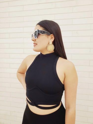 Summer Vacay Top & Leggings  Sculpting Set (Black) side view showing pants silhouette and fit