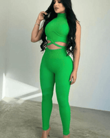Summer Vacay Top & Leggings Sculpting Set (Green) - Palazzo Couture Online