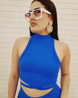 Summer Vacay Top & Leggings Sculpting Set (Royal Blue) - Palazzo Couture Online