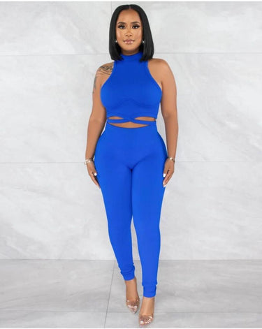 Summer Vacay Top & Leggings Sculpting Set (Royal Blue) - Palazzo Couture Online