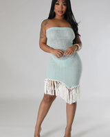 Women's  mini dress fringe style back view