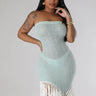 Summers In Cannes Fringe Knit Dress with Tube Silhouette front view showing mini dress silhouette