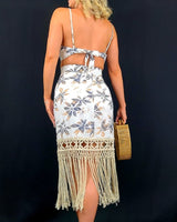 Sun and Sand Skirt Set - White Floral - Palazzo Couture Online