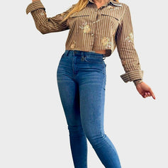 Sun Bloom Striped Cropped Blouse - Palazzo Couture Online