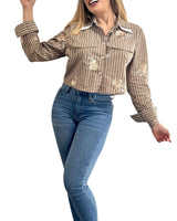 Sun Bloom Striped Cropped Blouse - Palazzo Couture Online