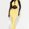 Sun Cascade Cut-Out Maxi Dress - Butter Yellow front view showing full-length maxi silhouette
