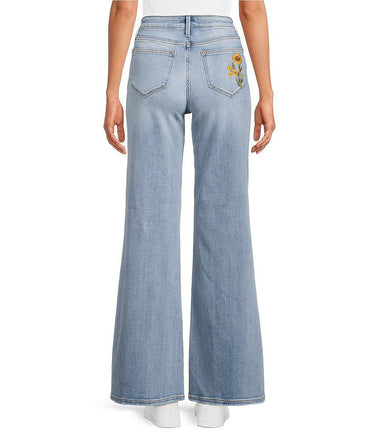 Sun - Kissed Bloom Embroidered Jeans - Palazzo Couture Online