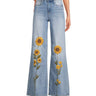 Sun - Kissed Bloom Embroidered Jeans - Palazzo Couture Online