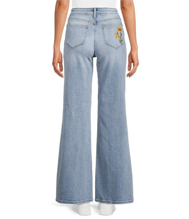 Women's Kissed Bloom Embroidered jeans stylish style back view