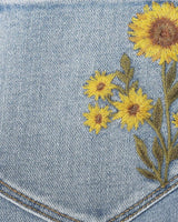 Sun-Kissed Bloom Embroidered Jeans close up of stylish fabric and construction detail