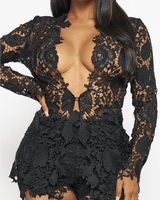 Sunlit Field Lace Short Set Black - Palazzo Couture Online