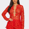 Sunlit Field Lace Short Set Coral front view showing complete two piece short set