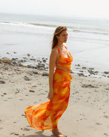 Sunset Mirage Halter & Skirt Set - Orange Multi - Palazzo Couture Online
