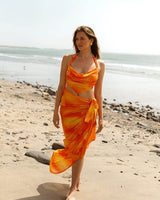 Sunset Mirage Halter & Skirt Set - Orange Multi - Palazzo Couture Online