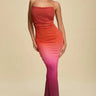Sunset Mirage Mesh Maxi Dress - Rust/Plum front view showing full-length maxi silhouette